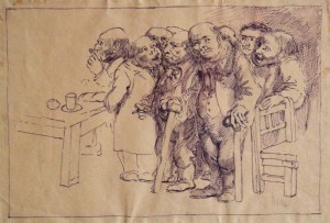 Barba Juan, Autoridades, dibujo tinta plumilla papel, enmarcado, dibujo 21x31 cms. y marco 38x48 cms (5)