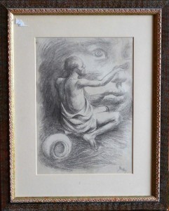 Barba Juan, Mendigo, dibujo carboncillo papel, enmarcado, dibujo 33x24 cms. y marco 51x41 cms (3)