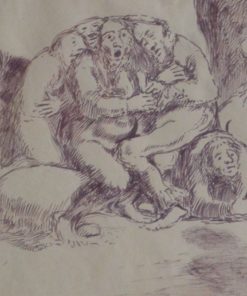 Juan Barba - "Ultima despedida" dibujo tinta plumilla papel, enmarcado