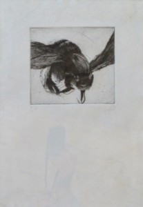 Cepedal Encarna, Abeja, grabado, numerado P-A y firmado a lápiz, enmarcado, huella 13,50x15 cms. papel 37x26 cms. y marco 51x39 cms. 50 (4)