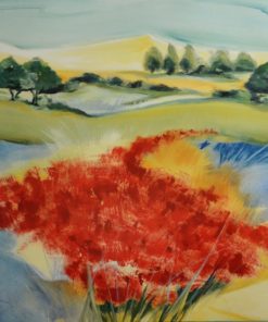 H. Kirchner - "Paisaje con flores rojas" cartel decoración