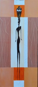 Decoración, mujer con cántaro, LA 229, cartel 70x30 cms.  (1)