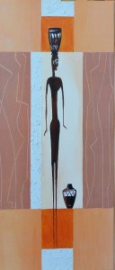 Decoración, mujer con cántaro y un jarron, LA 228, cartel 70x30 cms. 9 (1)