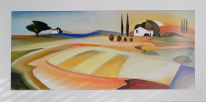 Decoración, paisaje, cartel, firmado H. Kirchner, 50x100 cms (1)