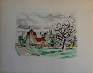 Dignimont André, paisaje con casas, litografía, firmada en plancha, 39x48,50 cms (3)