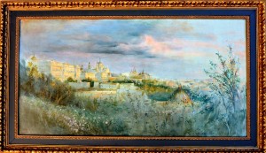 Juan Vicente Barrio, Vista de Madrid, oleo lienzo, enmarcado, pintura 40x76 cms. y marco 50x87 cms (8)