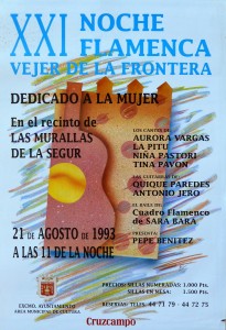 Noche Flamenca Vejer de la Frontera, dedicado a la mujer, cartel original, 69x47 cms (1)