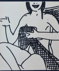 Javier Pagola - "Joven en la playa" dibujo tinta papel, enmarcado