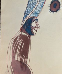 Javier Pagola - "La torre en la cabeza" dibujo técnica mixta papel, enmarcado