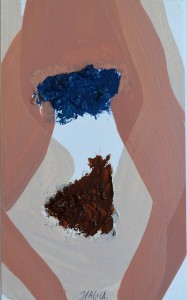 Pagola Javier, Momento erótico,  oleo cartulina, enmarcado, pintura 17x10,50 cms. y marco 29x22 cms (8)