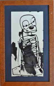 Pagola Javier, Personaje cadavérico, dibujo acrílico cartulina, enmarcado, dibujo 21x10,50 cms. y marco 28x18 cms (7)