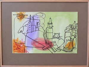Pagola Javier, Personajes de El Mago de Oz, dibujo técnica mixta papel, enmarcado, dibujo 24x38 cms. y marco 39x51 cms (6)