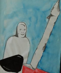 Pagola Javier - "Sonrisa de monja" técnica mixta papel, enmarcado