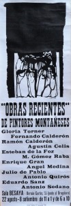 Pintores montañeses, ilustrado por Esteban de la Foz, cartel original exposición colectiva, 83x29 cms (1)