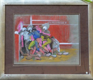 Poza Silvino, La bronca II, Técnica mixta cartulina, enmarcado, obra 32,50x42 cms. y marco 52x61 cms. 1200-900 (7)