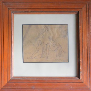 Ribera Román, las tres gracias, dibujo lápiz papel, enmarcado, papel 13x15 cms. y marco 31x31,50 cms. 120 (5)