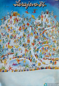 Sarajevo, Juegos de invierno, cartel original juegos 1984, 100x70 cms (2)