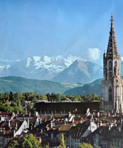 Suiza - "Paisaje con los Alpes" cartel promoción turística
