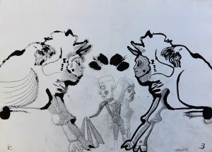Castillo Jorge 1972, La novia del torero, tinta china y lapiz graso papel, 57x79 cms (3)