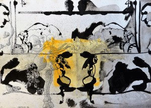 Castillo Jorge 1972, Toro sonriente en Vista Alegre, tinta china y lápiz graso papel, 57x79 cms (3)