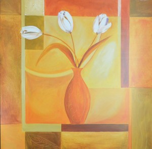 Gockel Alex, Jarrón con tres tulipanes, cartel, 70x70 cms (1)