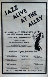 Jazz alive, Nº 1 Blues Alley, cartel  local en Georgetown USA, 44x21 cms.  (2)