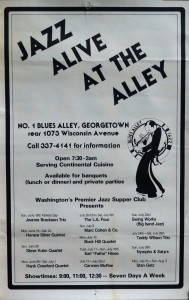 Jazz alive, Nº 1 Blues Alley, cartel local en Georgetown USA, 44x21 cms. (2)