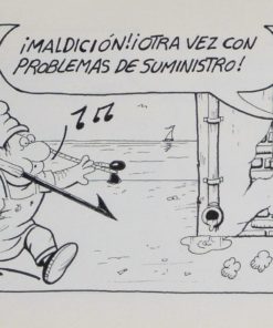Luis Valcarcel Ortés - "Problemas de suministro" Viñetas, dibujo original tinta china cartulina