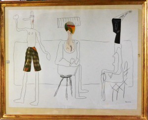 Pagola Javier, 1984, con el pantalón a cuadros, técnica mixta y collage, enmarcado, dibujo 50x65 cms. y marco 61x74 cms (3)