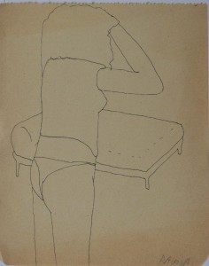 Pagola Javier, Ante el chaise longue, dibujo lápiz papel, enmarcado, dibujo 13,50x11 cms. y marco 26x23,50 cms. (14)