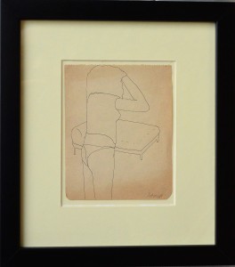 Pagola Javier, Ante el chaise longue, dibujo lápiz papel, enmarcado, dibujo 13,50x11 cms. y marco 26x23,50 cms. (16)