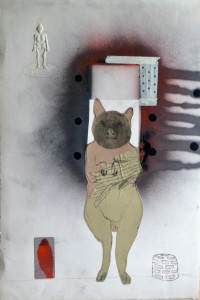 Pagola Javier, Cara de cerdo, técnica mixta y collage papel, 105,50x71 cms (1)
