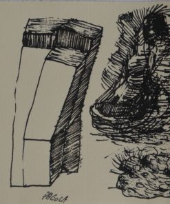 Javier Pagola - "Construcción de contención" dibujo tinta papel, enmarcado