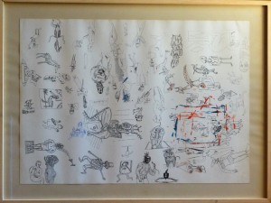 Pagola Javier Figuras en rotación, técnica mixta papel, enmarcado, papel 50x70 cms. y marco 62,50x83 cms (15)