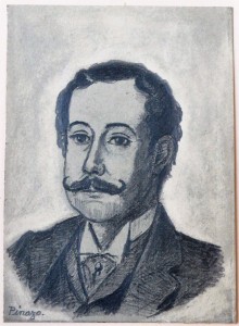 Pinazo Martinez José, Personaje del Ateneo de Valencia XXII, dibujo carboncillo  papel, enmarcado, dibujo 11,50x8,50 y marco 27x21 cms (1)