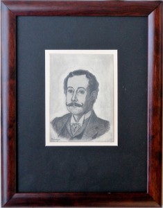 Pinazo Martinez José, Personaje del Ateneo de Valencia XXII, dibujo carboncillo  papel, enmarcado, dibujo 11,50x8,50 y marco 27x21 cms (3)