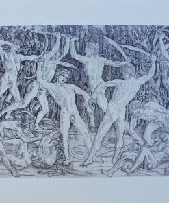 Antonio Pollaiuolo - "Le combat d´hommes nus" cartel reproducción del grabado en el Museo del Louvre, editado en cartulina por la Fundación Juan March