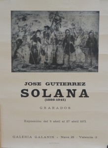 Solana, José Gutierrez, Grabados, cartel original exposición en Galería Galanis Madrid en 1971, 49x36 cms (3)