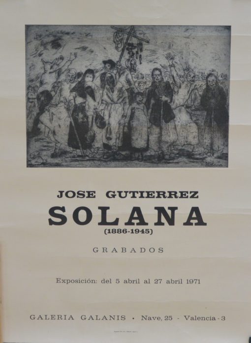 José Gutierrez Solana - "Galería Galanis" Grabados, cartel original exposición en 1971