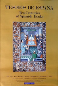 Tesoros del libro español, Ten centuries of Spanish books, cartel exposición New York Public Library en 1985, 69x46 cms. (2)