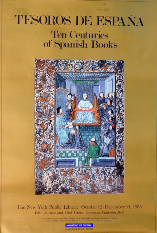 Tesoros de España - "Ten centuries of Spanish books" cartel exposición New York Public Library en 1985