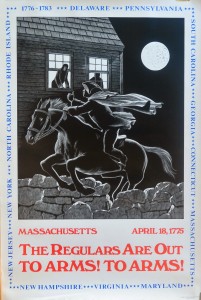 USA, Massachusetts, April 18 1775, The regulars are out, cartel original conmemorativo 200 años independencia EEUU, 91x61 cms.   (11)