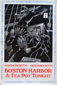 USA, Massachusetts, December 16 1773, Boston Harbor, a tea pot tonight, cartel original conmemorativo 200 años independencia EEUU, 91x61 cms. (6)