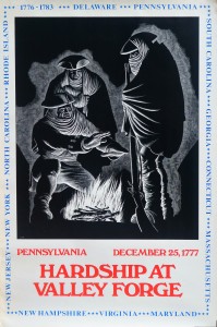 USA, Pennsylvania, December 25 1777, Hardship at Valley Forge, cartel original conmemorativo 200 años independencia EEUU, 91x61 cms. (8)