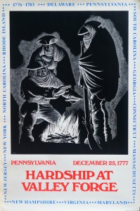 USA, Pennsylvania, December 25 1777, Hardship at Valley Forge, cartel original conmemorativo 200 años independencia EEUU, 91x61 cms.    (8)