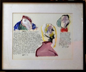 bonifacio 1972, taurinas, el fin de semana, técnica mixta y collage cartulina, enmarcado, pintura 32x41 cms. y marco 48x58 cms. 2800 (3)