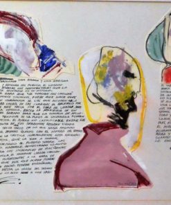 Bonifacio 1972 - "Taurinas, el fin de semana" técnica mixta y collage cartulina, enmarcado