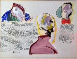 bonifacio 1972, taurinas, el fin de semana, técnica mixta y collage cartulina, enmarcado, pintura 32x41 cms. y marco 48x58 cms. 2800 (4)