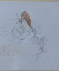 Jorge Castillo 1974 Berlín - "El pie roto" lápices colores papel, enmarcado