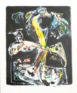 Bonifacio 1975 ave festiva, técnica mixta cartulina, enmarcado, papel 48x40 cms. y marco 67x59 cms (30)